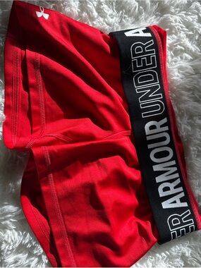 Under Armour Red Performance Compression Shorts with Black Branded Waistband